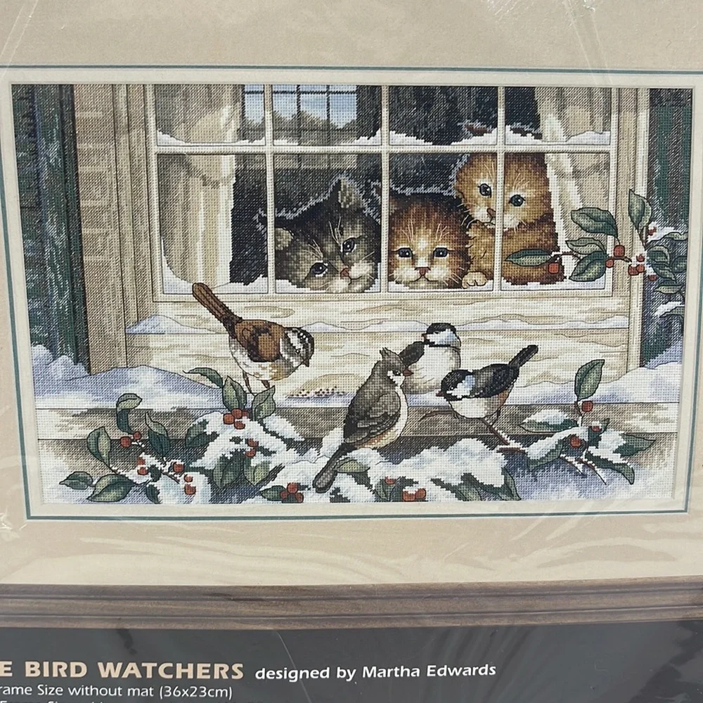 Dimensions Counted Cross Stitch Kit Three Bird Watchers Cats Kittens NEW